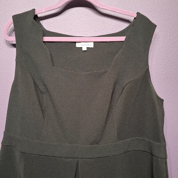 Isadora womems 2x black ribbed fit and flare dress scalloped neckline sleeveless - Picture 2 of 8